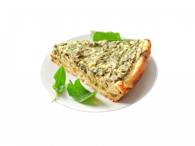 Sorrel tart with cheese isolated