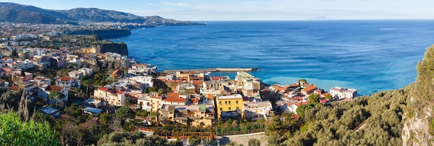 Sorrento town coast view (January). Amalfi coastline panorama, Italy.