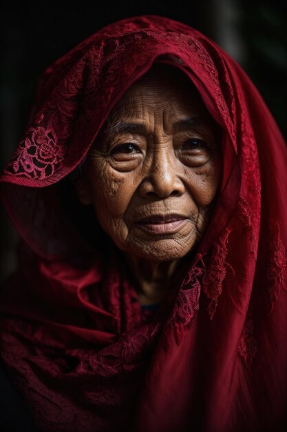 Sorrow and melancholy closeup portrait of elderly woman