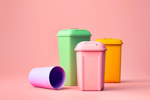 Sorting Bins waste for recycling Eco lifestyle AI generated