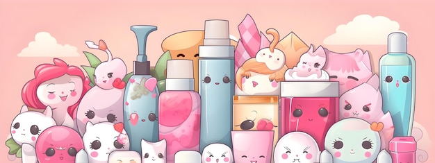 Sosmetica flessen assortiment pastelroze kawaii