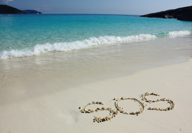 soswoord op mooi wit zand tropisch strand