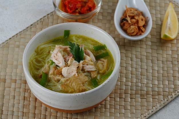 soto ayam  is a typical Indonesian food in the form of a kind of chicken soup with a yellowish sauce