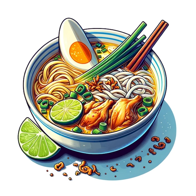 Foto illustrazione di soto di cibo tipico indonesiano