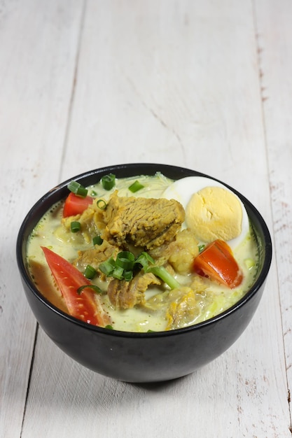 Soto Sapi or Soto Daging, is an Indonesian special soup, made from beef broth with meat cutlet.