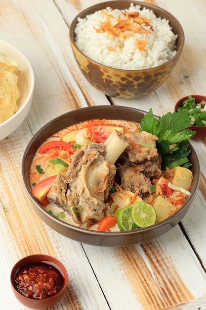 Soto Tangkar Betawi Cuisine Specialiteit Soto Gemaakt van lams- of rundvleesribben gekookt