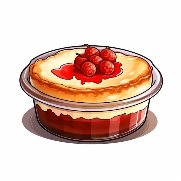 Souffle Dish 2d cartoon illustraton on white background hi