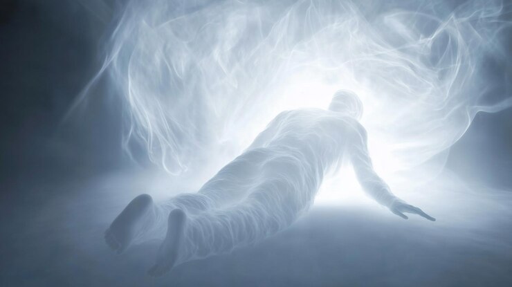 Photo soul ascending light ethereal cave spiritual hope background death rebirth artwork