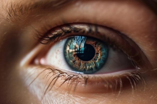 Soulful closeup of a young woman's eye in deep