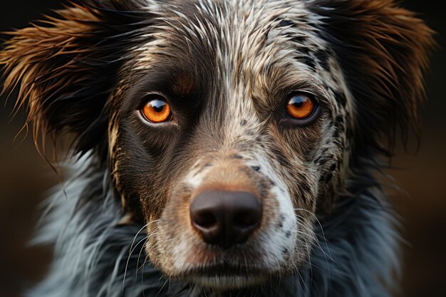 ソウルフルな視線 濡れた犬がカメラで目をロック 生成 AI