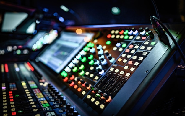 sound adjusting control panel for dj media production Digital music record mixer equipment