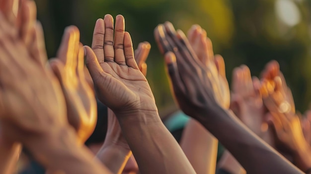 The sound of clapping hands and stomping feet creates a rhythmic wave of support and encouragement