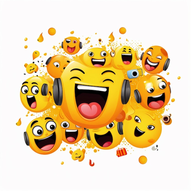 Premium AI Image | Sound Emojis 2d cartoon vector illustration on white ...