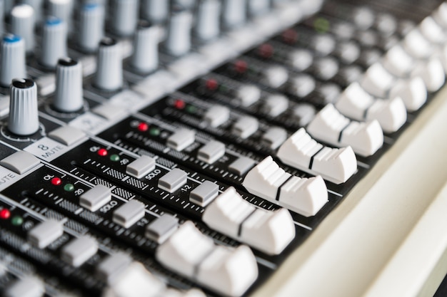 sound mixer control panel. Sound controller Recording Studio. music concept.