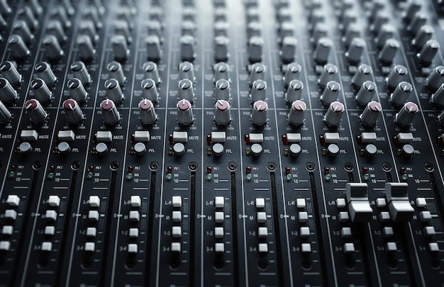 Sound music mixer bedieningspaneel