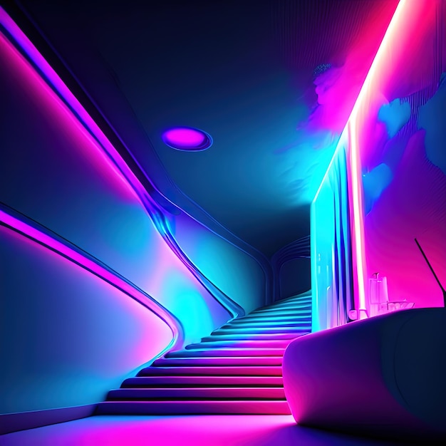 Sound proof environment, padded walls, psychedelic, neon\
ambience