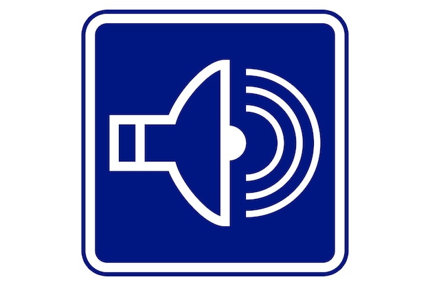 Фото Звуковой символ иллюстрации на синем фоне.