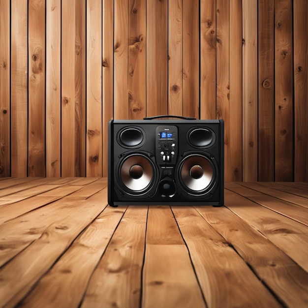Sound System with wooden background