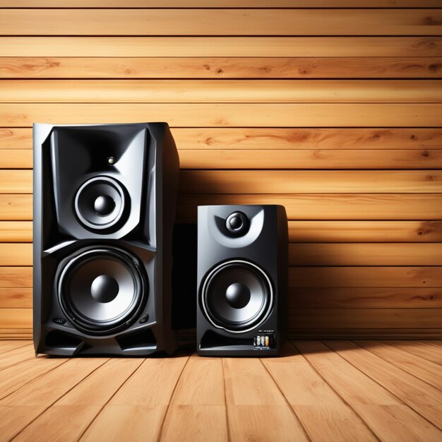 Sound System with wooden background