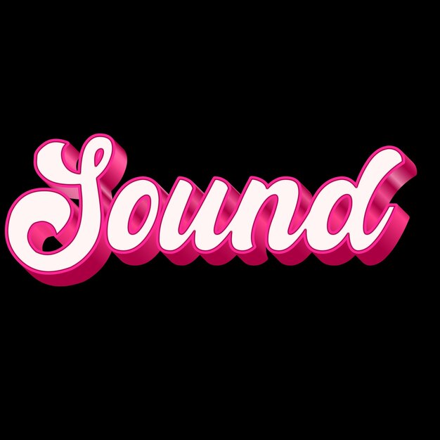Sound Typography 3D Design Pink Black White Background Photo JPG