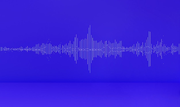 Sound wave on blue purple studio background podcast live streaming creator content