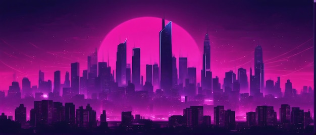 Sound Wave neon punk futuristic city with Car background