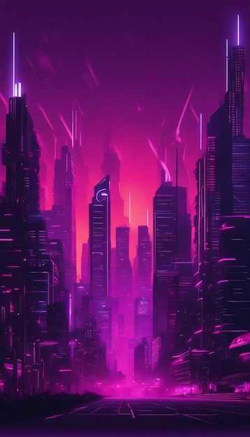 Sound Wave neon punk futuristic city with Car background