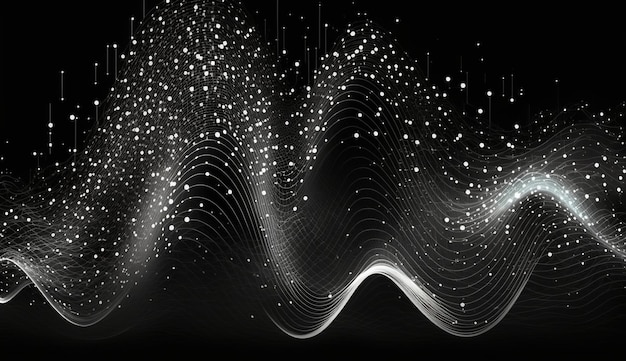 Sound waves Dynamic effect illustration with particle wave flow AI Generative