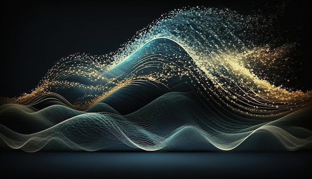 写真 音の波 粒子波の流れ ai ジェネレーティブによる動的効果の図