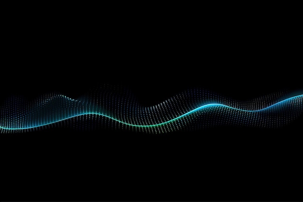 Photo sound waves in halftone blue and green gradient oscillating from shining light abstract technology background