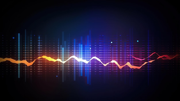 sound waves light frequencies or bright equalizer Neon colored digital music bar Generative AI