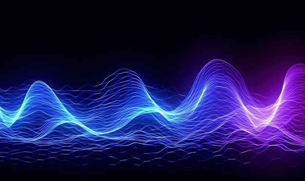 Photo sound waves oscillating with the glow of light abstract technology background