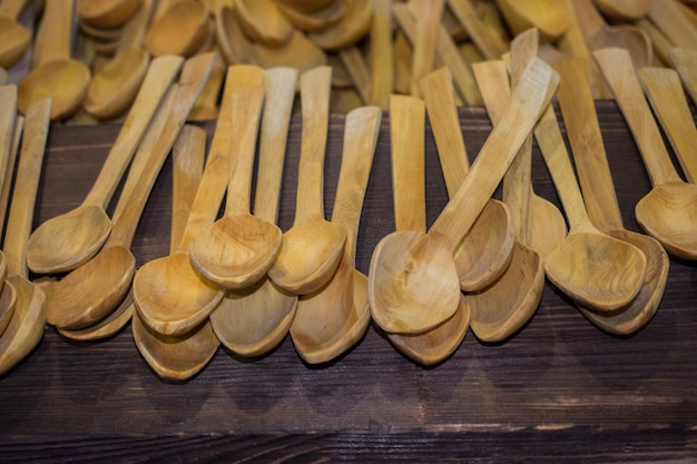 soup spoon or tablespoon made of wood