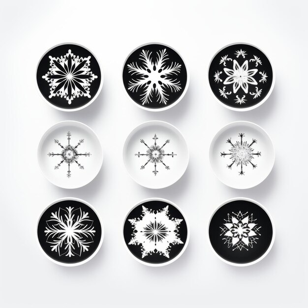 Суп Тематическое векторное искусство с симметричными черно-белыми снежинками