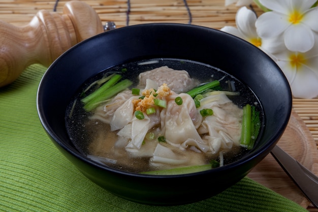 Soup with dumplings, wonton soup