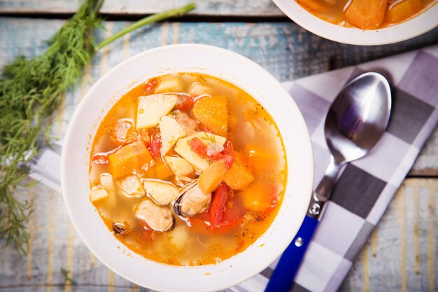 Soup with mussels