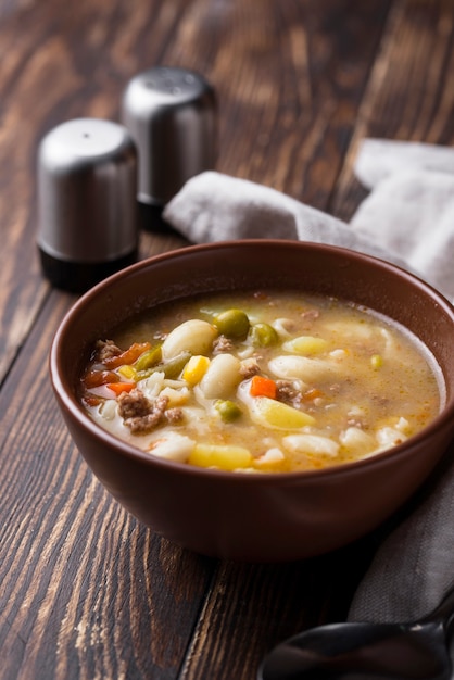 Soup with vegetable and minced meat