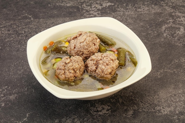 Soup with vegetables and meat balls