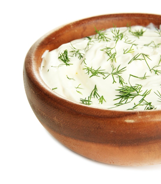 sour cream isolated on white