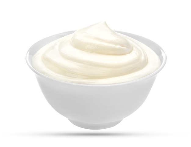 Sour cream isolated on white