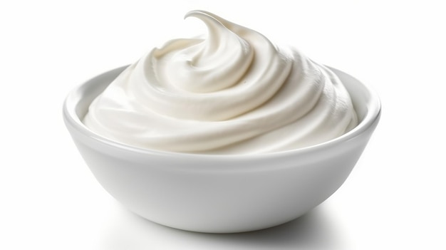 Foto yogurt panna acida isolato su sfondo bianco generativo ai