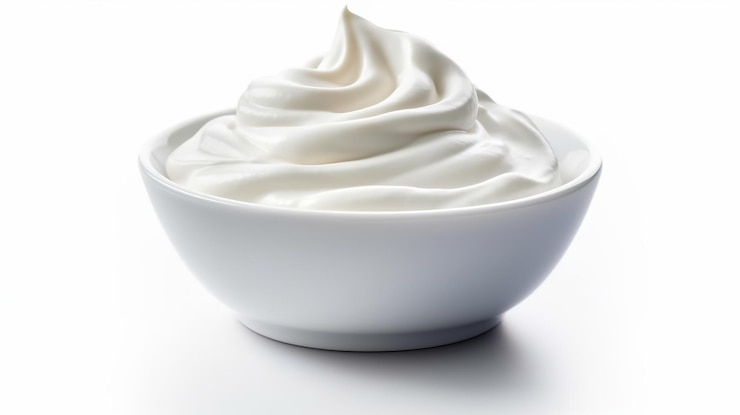 Photo sour cream yogurt isolated on white background generative ai
