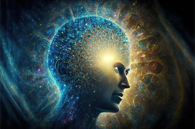 Foto la fonte della coscienza energia dell'universo forza vitale prana la mente di dio e la spiritualità generativa ai