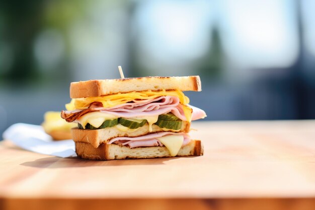 Sourdough sandwich with ham and cheese