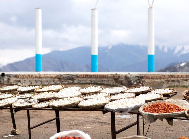 Sourmilk products are dried in the sun