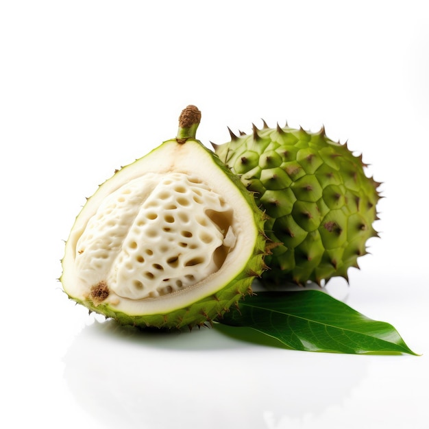 흰색 배경에 고립 된 Soursop 과일