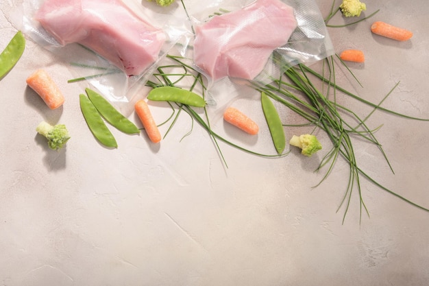 Sous Vide cooking concept Vacuum packed ingredients