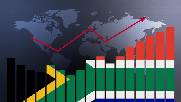 Столбчатая диаграмма Южной Африки с возрастающими значениями взлетов и падений