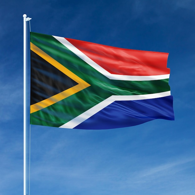 South Africa Flag on Flagpole