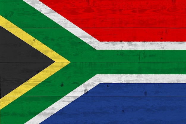 Photo south africa flag painted on old wood plank